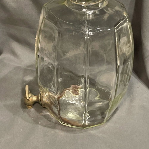 Glass barrel used with tap, old, for aroma or drink