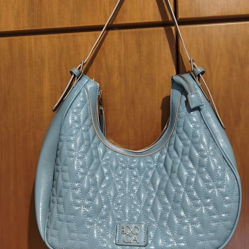 Doca blue leather shoulder bag, light blue