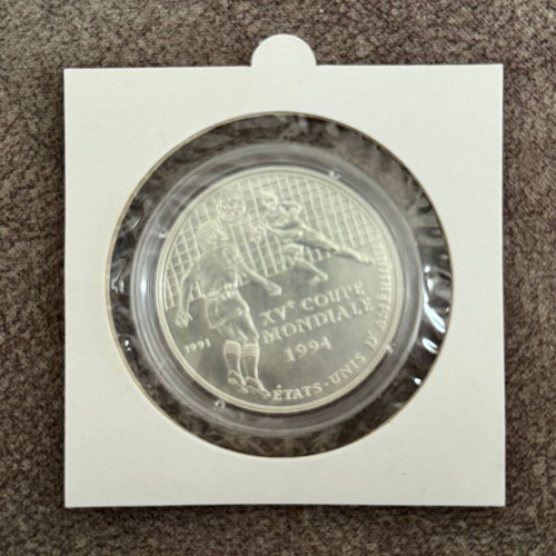 Congo 1991 500 Francs Silver Coin FIFA World Cup 1994 BU