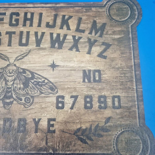 Ouija set wooden spirit board like new, vintage gothic occult design
