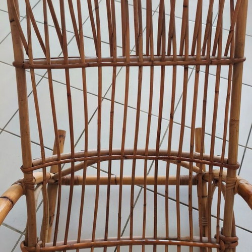 Handmade bamboo rocking chair, 40 years old