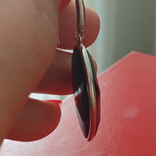 Earrings 5 cm silver 925 and obsidian A quality like new