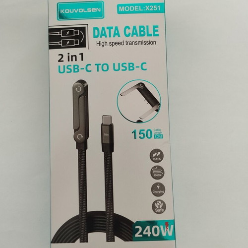 Fast charging cable with 360 stand type-C to type-C 1.5 meter
