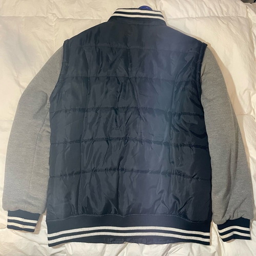 College Jacket Mandarino used, gray and blue, size Medium
