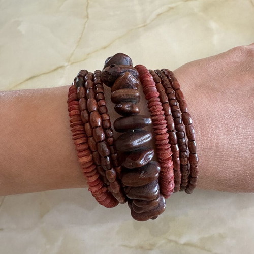 Handmade bracelet from Africa, brown and red