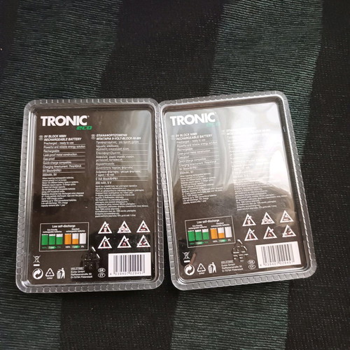 Tronic eco set of rechargeable block batteries new, 2 pieces