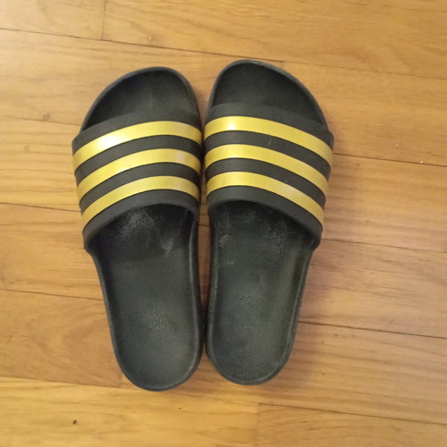 Adidas slippers used, size 39, black and gold