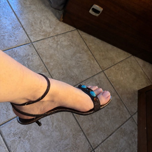 Exe kitten heels sandals used, size 38, brown with stones