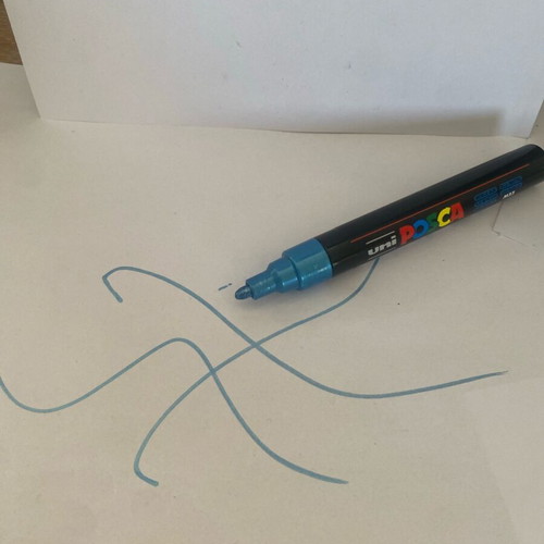 Posca Marker Metalic Blue new, light blue color