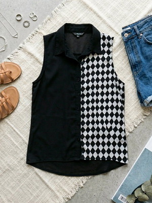 Tally Weidgl Sleeveless Shirt like new, two-tone, size S