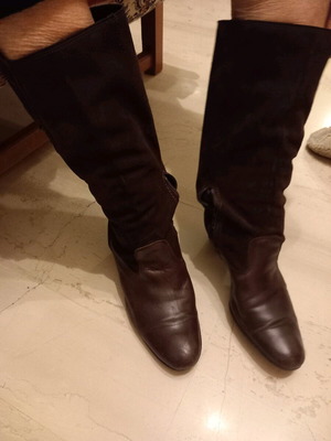 Women's boots used brown leather and suede seaside size 39