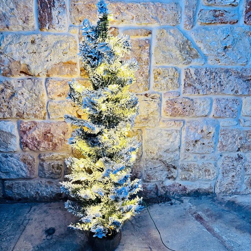 Christmas tree snow-covered with 70 white LED lights, new