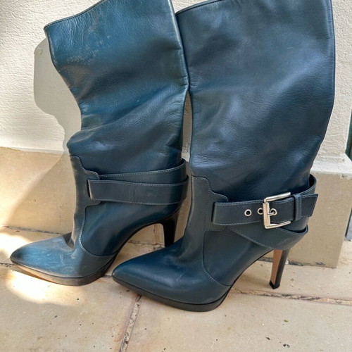 Gianvito Rossi leather boots blue like new, size 36.5
