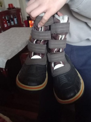 Boots with lining like new, size 35, gray and blue