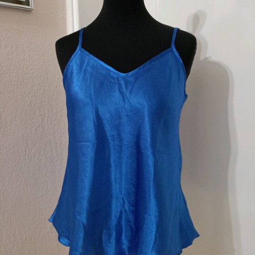 Satin night top blue royal with adjustable straps size L/XL like new