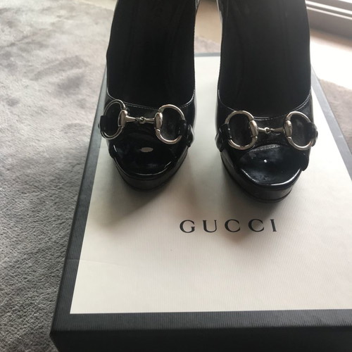 Gucci shoes pumps used leather patent size 36 black