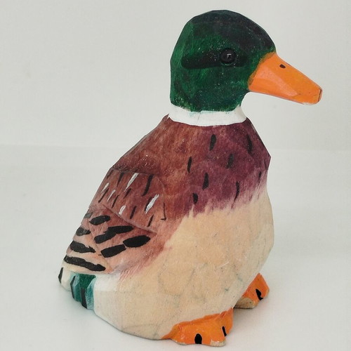 Wooden carved duck new, small colorful sculpture
