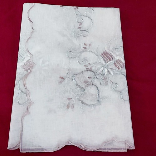 Christmas small tablecloth new with silver embroidery