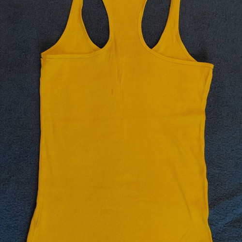 Four tank tops used, red, yellow, dark yellow, light green