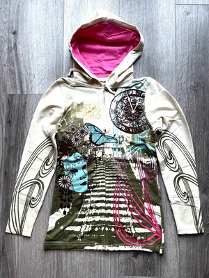 Women's Crystal Rock by Christian Audigier Hoodie Sweatshirt New with Zipper