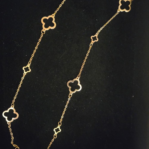 Long gold-tone bijou chain necklace with cross motifs like new