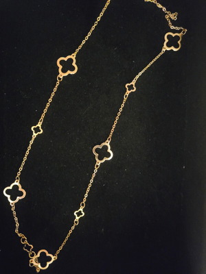 Long gold-tone bijou chain necklace with cross motifs like new