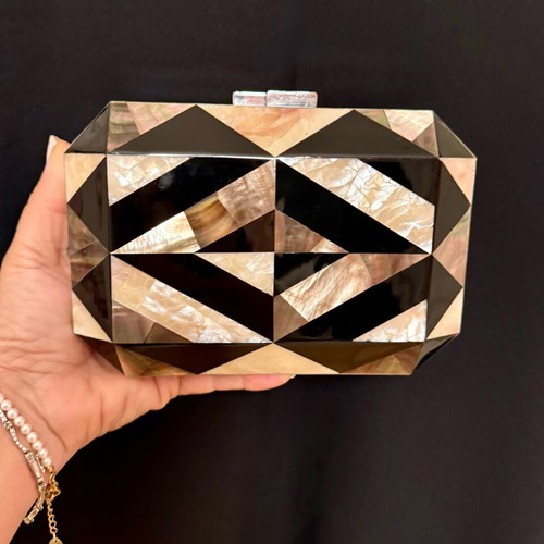 Rafé clutch bag like new in terracotta, black and pearl tones