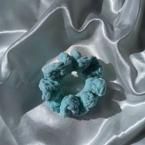 Handmade fluffy scrunchie pastel mint new