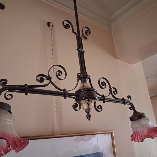 Chandelier with brass elements like new, period 1910 from Prague