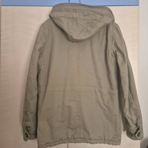 Men's khaki jacket with hood like new, size M