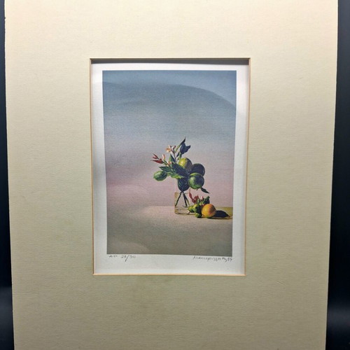 Silk Screen Print by Michalis Makroulakis "Vase with Flowers" used, A.P. edition