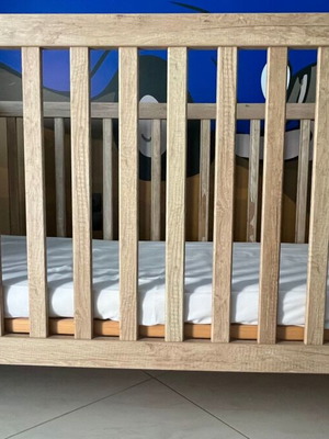 Bébéjou Baby Cot Convertible Like New with Mattress 0.75x1.40 m