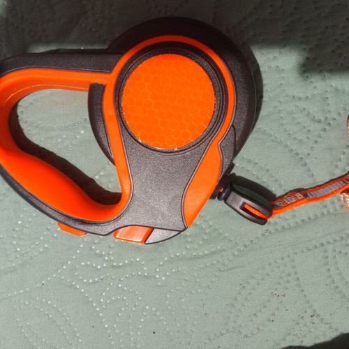 Retractable dog leash new, orange and black