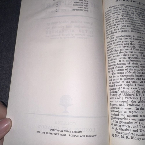 William Shakespeare The Complete Works book used, English, 1960 edition