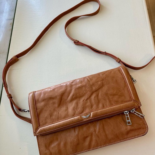Zadig & Voltaire crossbody bag leather rock novel sunset light brown like new