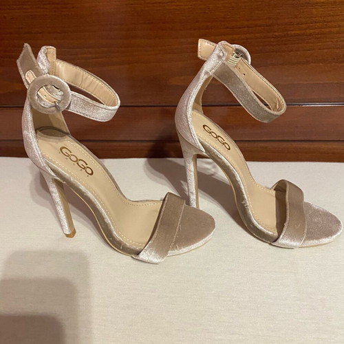 Beige suede GoGo Shoes sandal like new with buckle and 12 cm heel