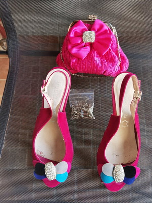 Women's colorful sandals like new set with bag size 39