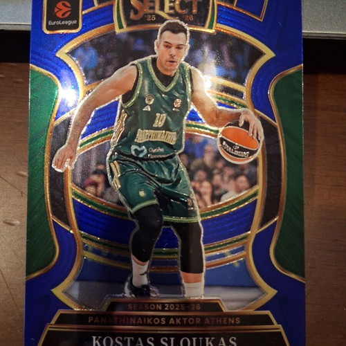 2025-26 Panini Select Euroleague Sloukas Comcourse Blue Prizm card like new, PAO