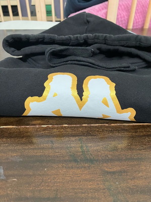Kappa women's cropped hoodie like new, black with gold logo, size L