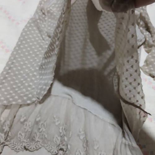 Boho sleeveless blouse with lace and matching neck scarf, one size, grey