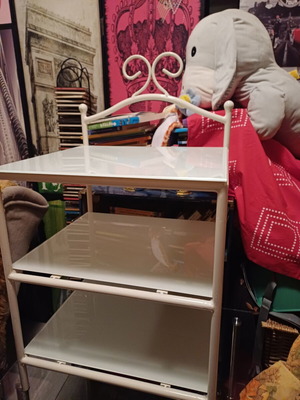 Metal nightstands with glass shelves, set of 2, like new
