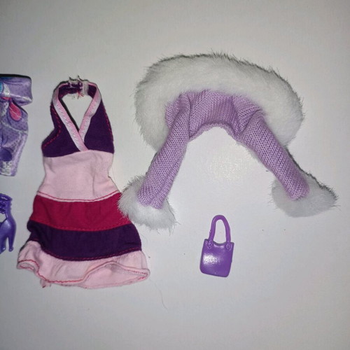 Barbie clothes and accessories set in purple tones like new