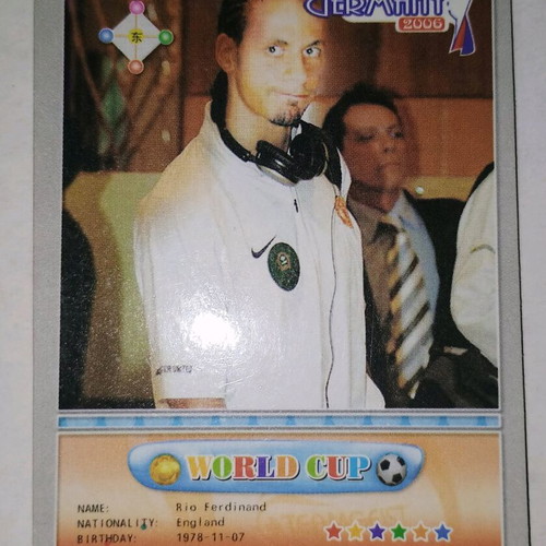 Rio Ferdinand collectible card used, World Cup 2006