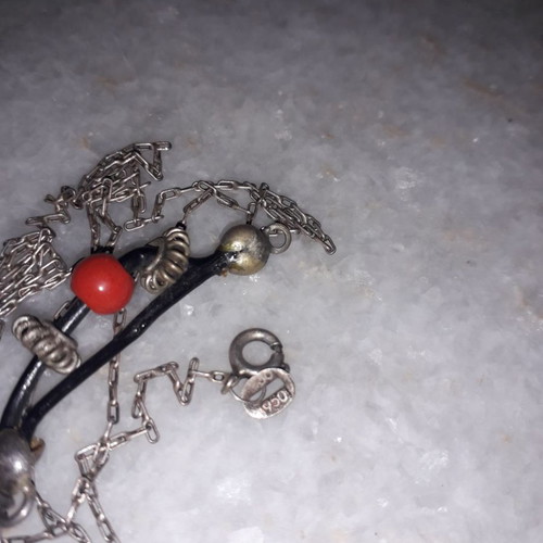 Vintage silver pendant 950 with black coral used