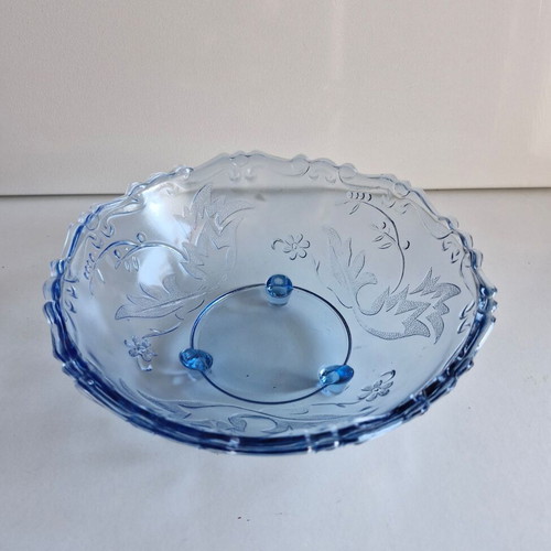Vintage glass fruit bowl in blue color like new