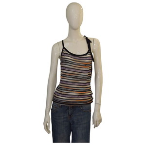 Missoni Multicolor Stripes Knit Fitted Cami Top Sleeveless Blouse size 44