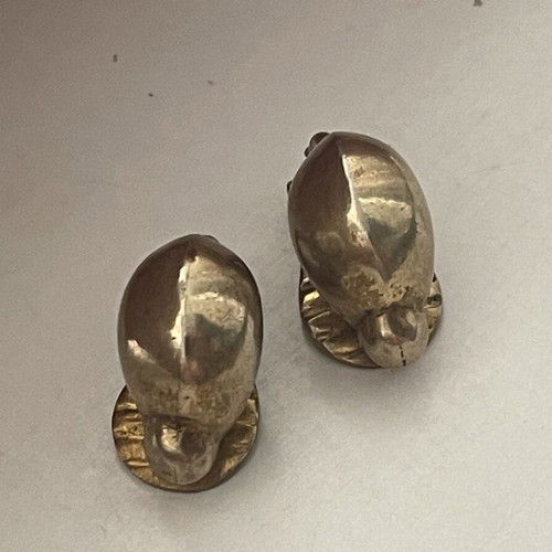 Vintage Zolotas ladybug clip-on earrings used, gold-plated silver 950