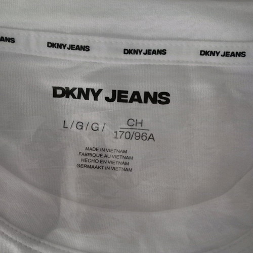 DKNY T-shirt new, white with silver logo, size L