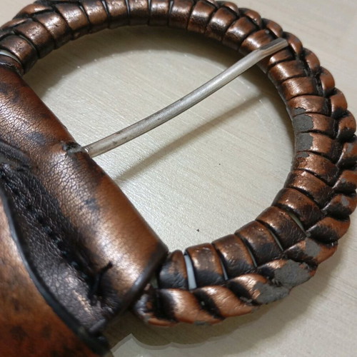 Adjustable wide woven belt used, black and brown