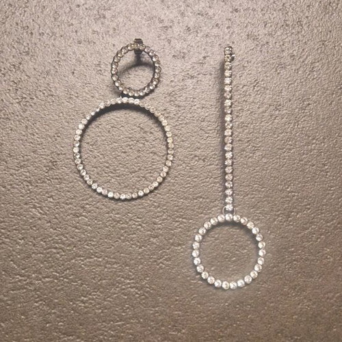 Zara asymmetric earrings set used with rhinestones